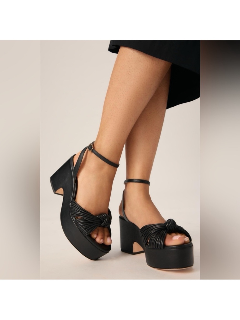 GUILHERMINA Knotted Leather Platform Sandals Wraparound Ankle Strap Anthro US 7 - Picture 9 of 9